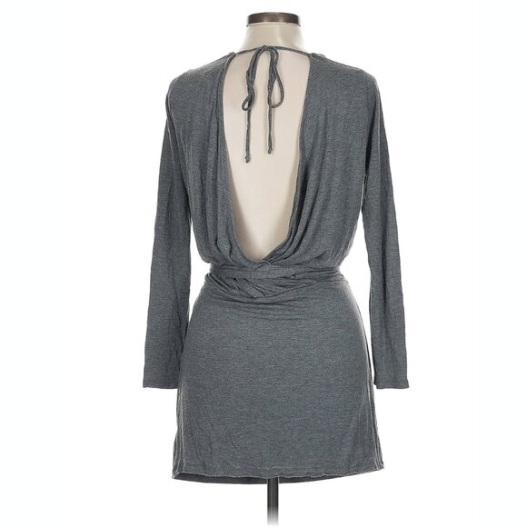 Haute Hippie Backless Modal Maxi Dress Size L Gray Lined Mini Long Sleeve Large - Picture 3 of 6